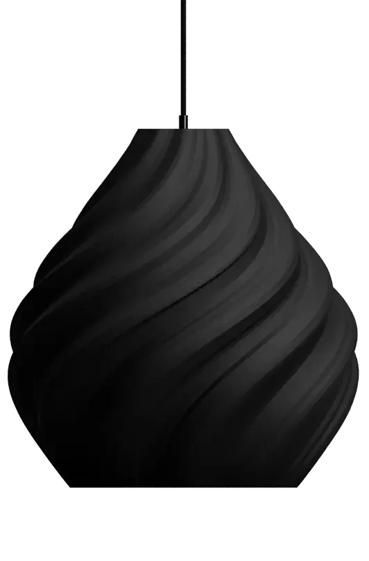 Black 3D-printed pendant lamp by Monoprisma